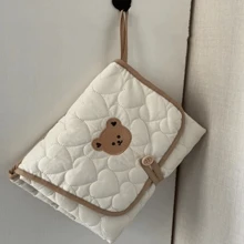 1 件刺绣小熊宝宝防水尿垫适合所有季节婴儿洗澡家庭装饰礼物