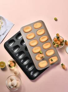 Keidason Nonstick Madeleine Pan 1Pack 12-Well Madeleine Cookies Mold Trays for Oven Baking, Heavy Duty Shell Shaped Mini Cookies Cake Mold Pan, Champagne Gold - Khaki - View 8