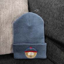 Unisex Men Women Skull Letters Cartoon Embroidery Woolen Cap - 青碧色 - 查看 1