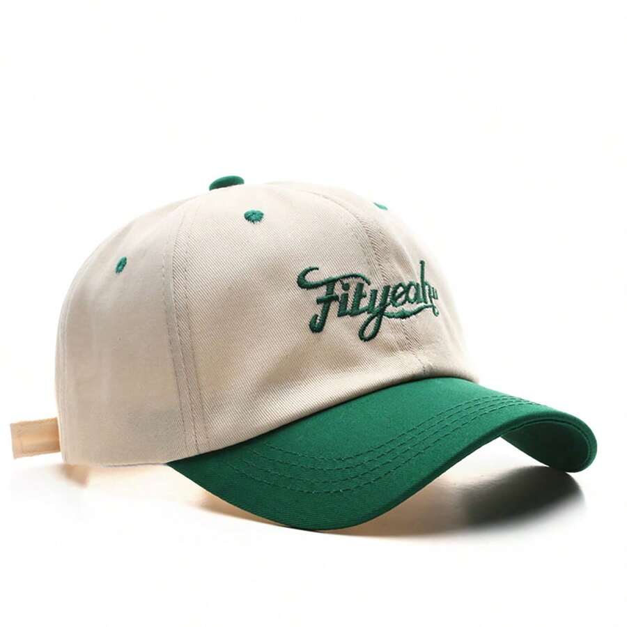 韓國風格流行女士字母刺繡拼色棒球帽,戶外活動遮陽 - 綠色 - 查看 1