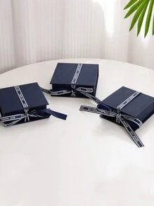 1pc Flip Top Paper Jewelry Box With Ribbon, Ideal For Necklace, Earrings, Bracelet, Ring - Gift Packaging Box - Jewelry Box - View 8