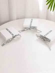 1pc Flip Top Paper Jewelry Box With Ribbon, Ideal For Necklace, Earrings, Bracelet, Ring - Gift Packaging Box - Jewelry Box - View 5