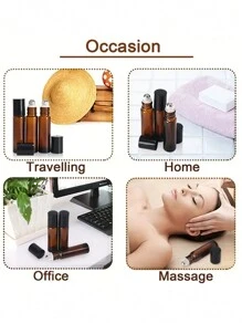 2入組不銹鋼精油滾輪瓶,10ml琥珀色玻璃滾輪瓶帶蓋,適用於旅行、香水和唇膏；10ml透明玻璃瓶黑蓋精油滾輪瓶；琥珀色玻璃適用於精油和香水的滾珠瓶-帶不銹鋼滾球和黑蓋-化妝品和小容器的迷你樣品瓶；10ml可加注的玻璃香水滾輪瓶,帶蓋,適用於旅行和居家使用 - 棕色 - 查看 7