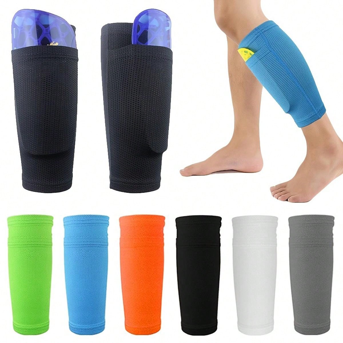 2pcs Football Shin Guard Socks Outdoor Sports Leg Protector Socks