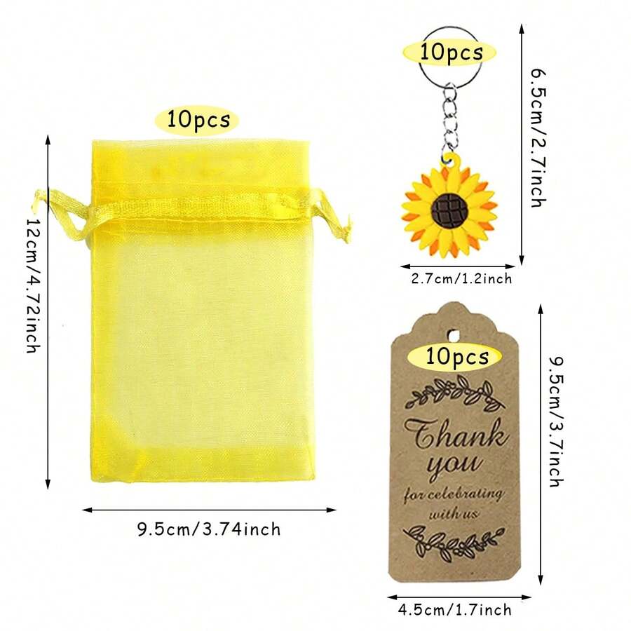 10pcs/Set Sunflower Shaped Keychain Party Favor Including Sunflower