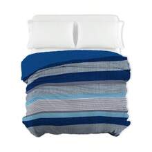Coverlet With Shearling, Fleece Flannel Fabric With Shearling - Cadet Blue - View 1