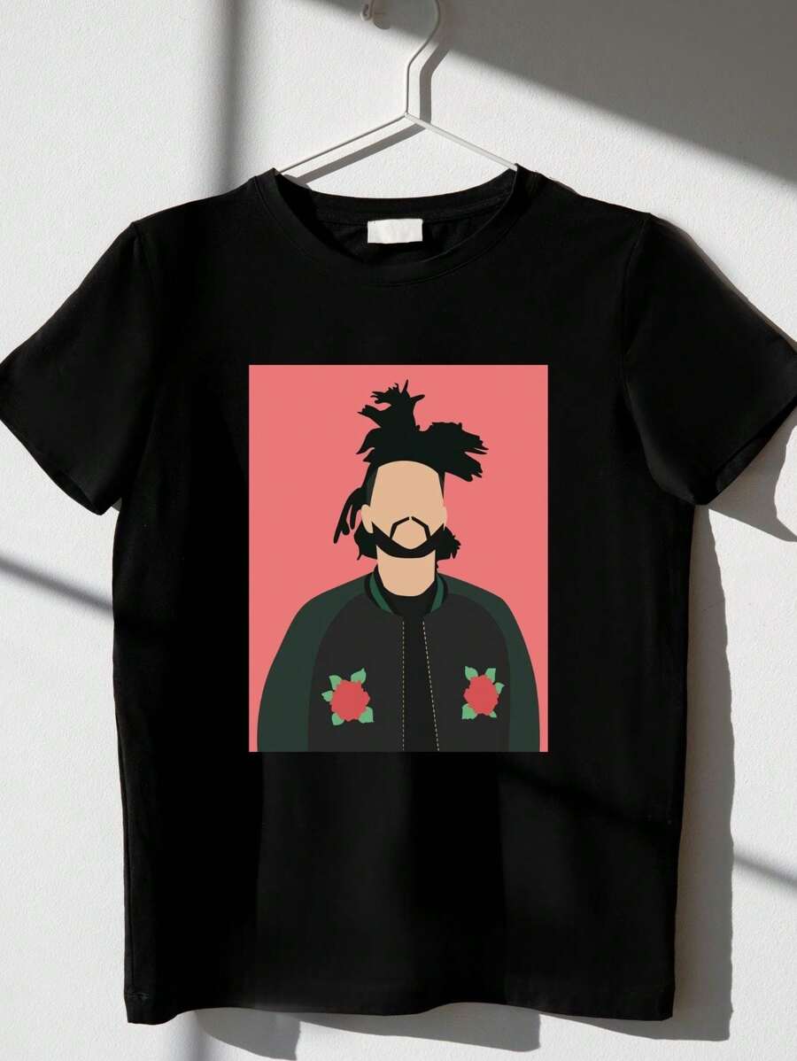 Weeknd Singer T-Shirt For Fan Printed Design MODA COSMICA - Black - View 1