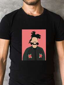 Weeknd Singer T-Shirt For Fan Printed Design MODA COSMICA - Black - View 2