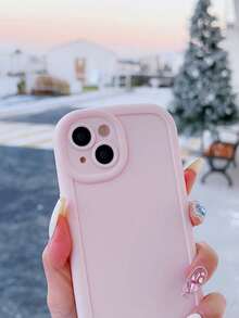 1 Carcasa De Teléfono Con Forma De Concha De Macaron En Color Sólido, Compatible Con Apple Iphone - Rosa - Ver 3