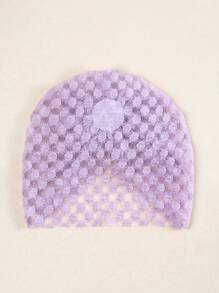 1頂紫色蕾絲絲巾帽,帽子上有大花,新生兒束頭帶、嬰兒頭巾、嬰兒斜巾、兒童寶寶髮飾 - 紫色 - 查看 5