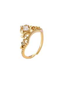 1pc European And American Style Fantasy Princess Ring & Crown Set, Adjustable Bridal Wedding Cz Ring For Women - Multicolor - View 10