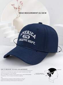 1pc Navy Blue Y2k Style Embroidered America Atheltic Dept Baseball Cap For Outdoor Activities & Sun Protection, Daily Commute Street - Navy Blue - View 4