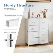 Sweetcrispy Tall Dresser With 8 Fabric Drawers Organizer Units, Chest Of Drawers For Bedroom With Wooden Top - 白色 - 查看 6