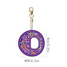 O Letter Diamond Painting Keychain Gift Set, 5d Diy Full Drill Special Shaped Diamond Painting Mosaic Crafting Kit By Numbers For Adults And Children, Rhinestone Art Crafts Pendant Keychain - Multicolor - View 2