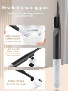 多功能電腦和筆記型電腦螢幕清潔套件,包括手機、數位、耳機清潔刷 - 黑與白 - 查看 9