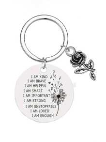 Inspirational Keyring For Men, I Am Enough, Affirmations For Men, Mental Health Gift For Son, Friends Gift, I Am Kind Smart, Uplifting Gift - Silver - View 1