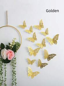 12pcs/set 3 Size 3d Butterfly Wall Decorations, Party & Birthday & Craft & Cupcake Decor, Room Wall Decals - Green - View 6
