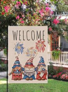 1pc Double-Sided Printed Linen Garden Flag With National Flag Design - Multicolor - View 1