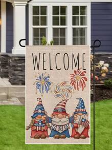 1pc Double-Sided Printed Linen Garden Flag With National Flag Design - Multicolor - View 4