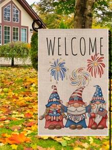 1pc Double-Sided Printed Linen Garden Flag With National Flag Design - Multicolor - View 3