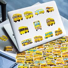 100入組車輛貼紙,卡通校車警車乙烯基防水貼紙,適用於筆記型電腦、剪貼簿、行李箱、手機、日記、水瓶貼紙,男孩學生少年貼紙 - 彩色 - 查看 6