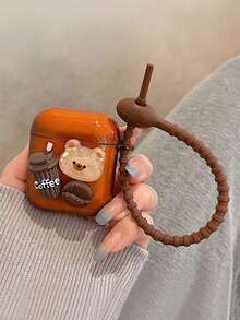 1入組3D熊形耳機盒，附鍊子，焦糖色，適用於AirPods Pro - 彩色 - 查看 2