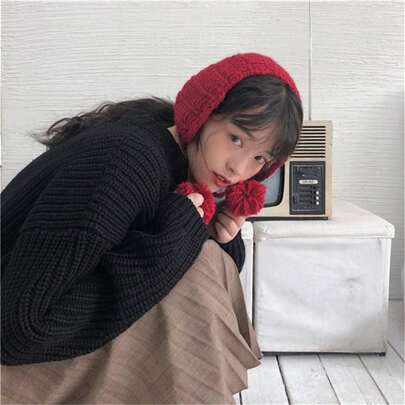 1入冬季女士耳罩,韓版,可愛毛茸耳暖器,適合學生和kpop粉絲,可折疊,是聖誕節和情人節的理想禮物
