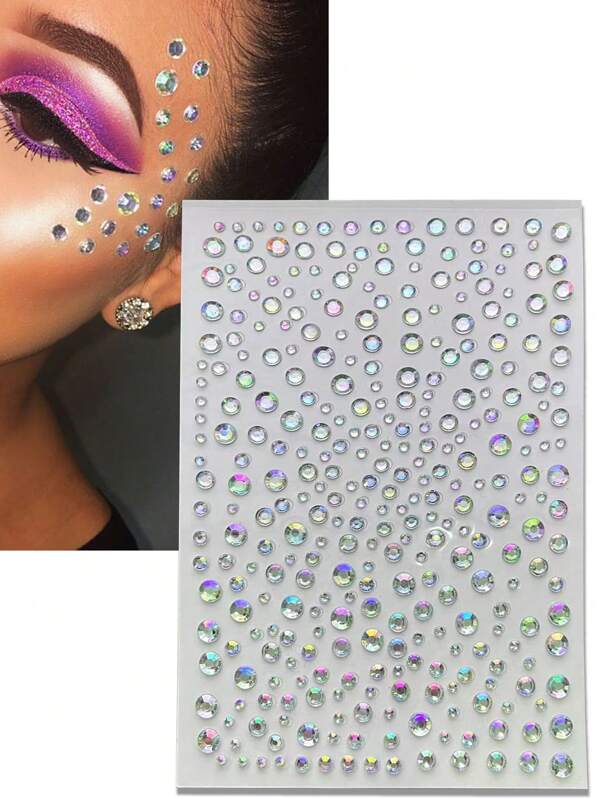 1 Hoja Pegatina De Joyería De Cara Brillante, Sombra De Ojos Y Maquillaje De Cristal Artístico Para Ojos, Cuerpo Y Rostro, Herramientas De Maquillaje Corporal Y Para Ojos, Delineador De Ojos Temporal, Belleza De Uñas Adhesivo Autoadhesivo, Joya De Diamante De Imitación Para Ojos