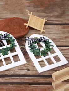 1pc Farmhouse Style Multi-tiered Tray Decoration Diy Creative Window Wooden Home Decor Accents - White - View 3