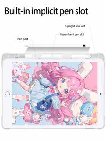 Cute Cartoon Girl Pattern With Pen Slot Fit Silicone Tablet Protective Case With Stand Function And Sleep/Wake-Up Feature, Compatible With Samsung, Huawei, Xiaomi, Ipad - Multicolor - View 4