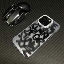 1pc Silver Blurry Letter Pattern Phone Case Shockproof Protector Compatible With IPhone 7/8/11/12/13/14/15/X/Xr/Xs/Plus/Pro/Pro Max/Se2 - silver[0] - View 1