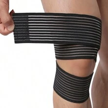 1入黑色舒適壓縮性自粘紮帶,運動護具可調節彈性膝蓋護套 - 黑色 - 查看 2