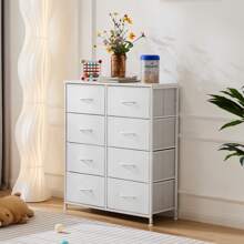 Sweetcrispy Tall Dresser With 8 Fabric Drawers Organizer Units, Chest Of Drawers For Bedroom With Wooden Top - 白色 - 查看 2