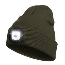 1 件男女通用多色usb 充電led 針織帽,具有3 種可調燈光模式,冬季保暖無簷小便帽,非常適合戶外運動、日常通勤、遛狗、跑步、釣魚、鏟雪、遠足、騎自行車等 - 軍綠色 - 查看 1