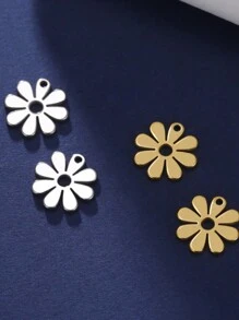 5入組不鏽鋼荷花、三葉草、花形吊墜,適用於項鍊、手鍊、耳環自製批發