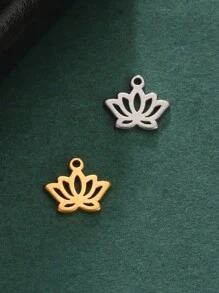 5入組不鏽鋼荷花、三葉草、花形吊墜,適用於項鍊、手鍊、耳環自製批發