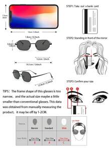 1 Pair Metallic Frame Geometric Square & Round Y2K Style Fashion Glasses, Suitable For Summer Beach Vacation And Outdoor Travel, Retro Geometric Frames, Suitable For Outings, Must-Have For Back To School Season - 灰色 - 查看 6