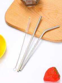 2/4/6/8/10/12 件不锈钢可重复使用吸管和 1 件清洁刷，适用于饮料和水果茶、厨房、圣诞礼物、学校用品 - 銀色 - 查看 7