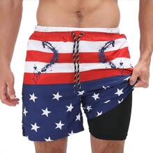 Beach Shorts Shorts Men's Swimsuit Swimwear - 藍色 - 查看 3