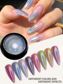 2 Piezas Polvo Efecto Unicornio Para Uñas - Plateado - Ver 1