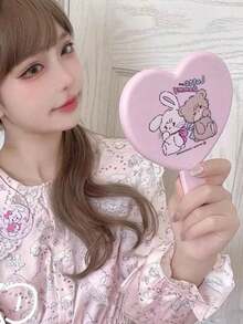 Creative Design Handheld Mirror 1 Heart Shape Makeup Mirror With Handle, Portable Travel Mirror For Women Mom Wife Sister Teen Friend Gift For Mom Girlfriend Y2K Style Cosmetic Mirror - Multicolore - Visualizzare 4