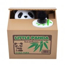 1pc Panda Shaped Stealing Money Piggy Bank Creative Savings Bank Teenagers Toy Gift - Black and White - View 10