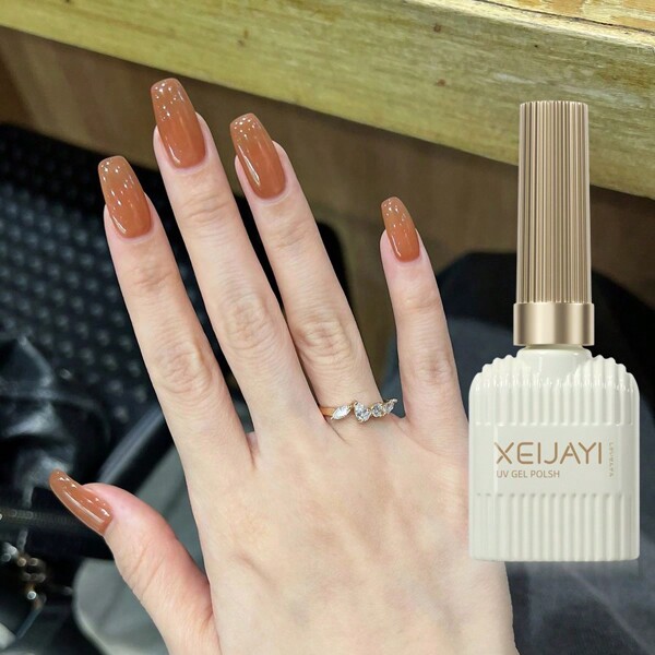 1Pc 15Ml Jelly Crystal Gel Nail Polish Translucent Apricot With Sheer