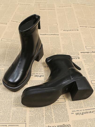 女士高跟防水台靴秋冬保暖内衬保暖2023新款厚跟踝靴奢华感