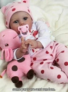 20 英寸手工重生婴儿娃娃，带植发，婴儿重生娃娃圣诞礼物（随机发送奶嘴）布质身体（无性别） - 杏色 - 查看 1