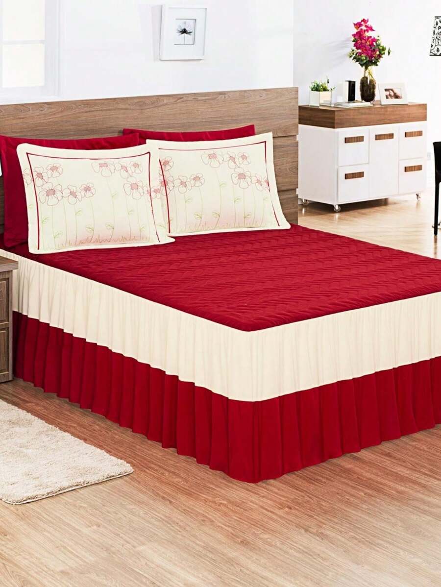 Kit Colcha Cobre Leito Casal King Size Barbara 3 Peças Tecido Premium - Vermelho - Visão 1