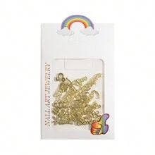 24入組3D黃道帶指甲貼紙，合金製造十二星座，處女座，獅子座，白羊座，金牛座，雙子座，山羊座貼紙，適用於自行設計指甲藝術裝飾 - 金色 - 查看 8