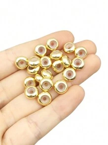 20/100Pcs Brass Rubber Beads Stopper Beads Stopper Positioning Spacer Beads Adjustable Slider Clasps Round Beads Insert Rubber For Bracelets Jewelry Makings - Silver - View 9