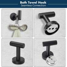 5pcs Stainless Steel Bathroom Hardware Set With Drilling Installation, Including Towel Rail, Toilet Paper Holder, Towel Rack And Bathroom Towel Bar, Easy To Install And Suitable For Combination, Space-Saving Design, Multicolor Optional, Modern Minimalist Style - Black - View 7