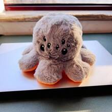 1pc Reversible Spider Jack-O-Lantern Plushie Double Cute Stuffed Reversible Octopus Doll Halloween Home Decoration Christmas Gift Halloween Decoration - Orange to Gray - View 4